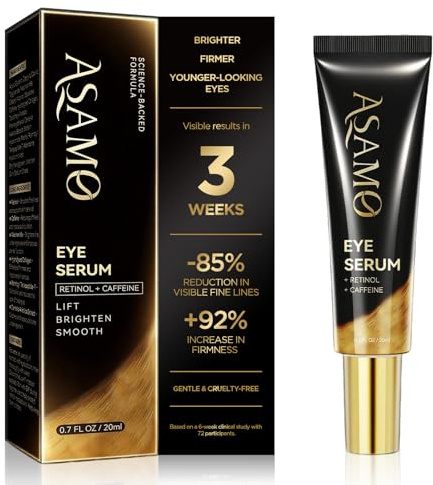 ASAMO Retinol & Vegan Collagen Eye Serum - Rapid Reduction Serum for Bags, Dark Circles and Wrinkles - Firming & Energizing Eye Treatment - 20ml