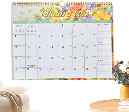 Väggkalender - Väggkalender 2026-2027, Large Desk kalendrar, Dubbeltrådig bindning, januari 2026 till juni 2027 | Home Office Planning Organizer, Hemmakontorsplaneringsorganisatörer, Färgglada block