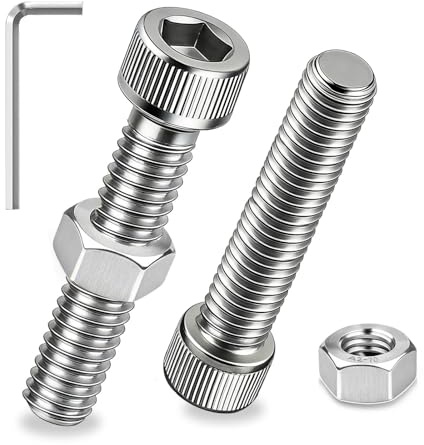 Ezitruz Juego de Tornillos y Tuercas M5x50 mm, 30 Piezas Tornillo Cilíndrico de Acero Inoxidable A2 V2A Tornillos de Cabeza DIN 912 Rosca Completa para Reparación de Muebles