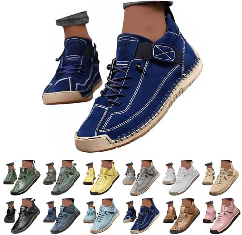 YCBMINGCAN Montela Zapatos para mujer Ortopédicos, Zapatos deportivos cómodos con ancho ajustable, Zapatos planos de ocio, Zapatos de tacón con entrada deslizante para pies anchos, Zapatos de cuero