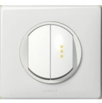 Legrand Double interrupteur, 2 voies, Bouton poussoir, Manuel, Noir, IP44