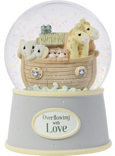 Precious Moments Overflowing with Love Noah's Ark Inspired Musical Resin Snow Globe, Sentimental Nursery Décor, Ideal Baby Shower or Holiday Figurine Gift, 173432