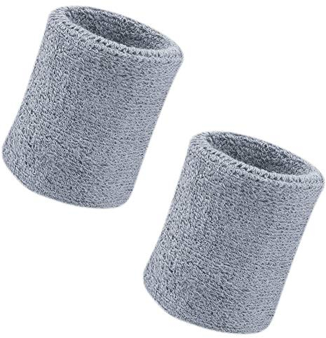 Vidillo Schweißbänder, Sport Wristbands Gelenkband 2 Pack, 4 Zoll Sport Schweißband Armband Weiche verdickte Baumwolle, für Tennis Gymnastik Fußball Basketball, Laufen Athletic Sports-Grau