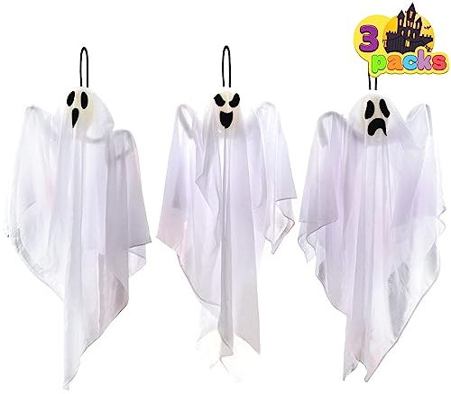 JOYIN 3 Pack Halloween Party Decoration 25.5 Hanging Ghosts, Cute Flying Ghost for Front Yard Patio Lawn Garden Party Décor and Holiday Decorations