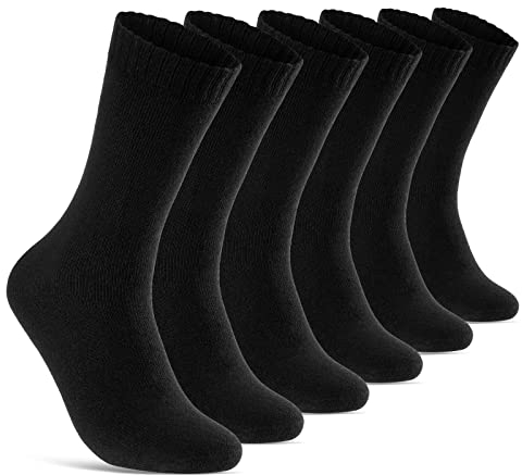sockenkauf24 6 | 12 | 24 Paar THERMO Socken Damen Wintersocken Baumwolle Vollfrottee Schwarz 10900 WP (6 Paar 35-38)