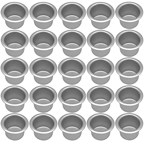 Yutou - Juego de 30 mini portavelas de metal y plata, aluminio, para velas de barra, velas de mesa, velas de árbol, velas pirámides, velas para muñecas