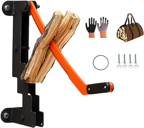 Divisor de leña - Cortador de leña manual portátil for leña con bolsa de leña y guantes, divisor de leña montado en la pared for acampar en el hogar