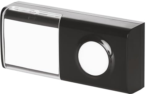 EMOS wasserdichte Ersatz-Taste mit Namenschild inkl. Batterie zur Funk-Türklingel P5727, 150m Funkreichweite, einfach zu installieren (Schrauben, Klebeband), Schwarz