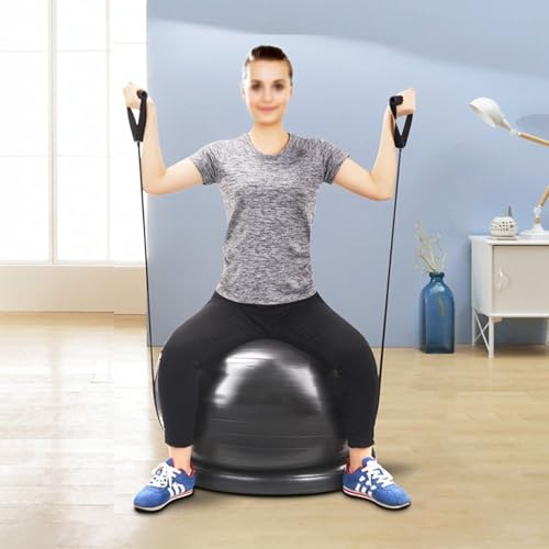 Chaise Ballon Chaise Boule de Stabilité avec Bandes et Base, Chaise de Bureau Robuste pour L'alignement de La Colonne Vertébrale, Siège de Ballon d'exercice pour Yoga/Entraînement/Fitness (Size : D