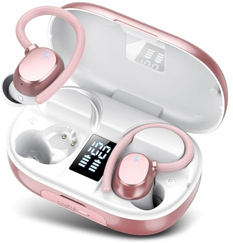 Auriculares Inalambricos, Auriculares Bluetooth 5.3 HiFi Estéreo Deportivos con 4 ENC Cancelacion Ruido HD Microfono, 128H Cascos Inalambricos Bluetooth LED Pantalla,IP7 Impermeable para Running Sport