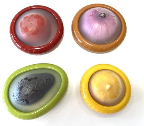 4PC Silicone Fruit and Vegetable Storage Containers Set for Fridge, Onion Storage Container, Avocado keeper,Tomato Saver,and Lemon holder,reusable (Red)