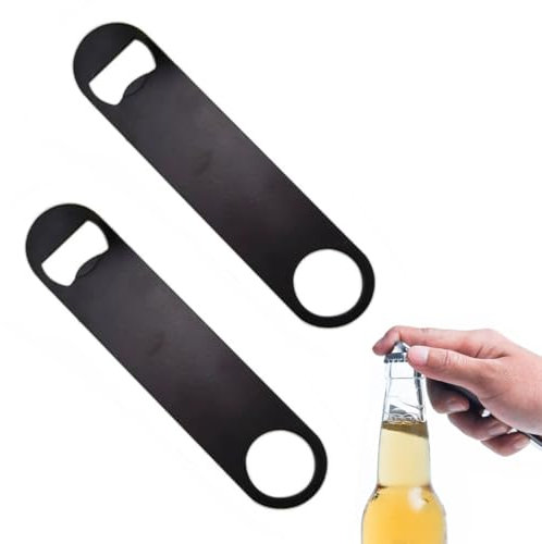 SGERUFZ Apribottiglie per Birra, 2 Pezzi Apribottiglie Piatti in Acciaio Inox Apribottiglie Bar Apribottiglie per Cucina Bar Ristorante (Nero)
