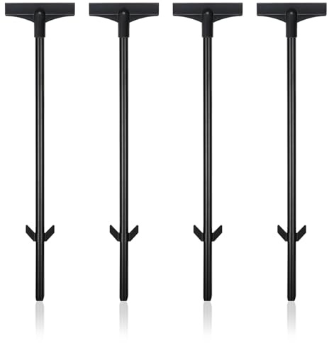 Acuxiaza Palo per cartelli da 45 cm, impermeabile, in metallo, nero, per giardino, cortile, prato (4, nero)