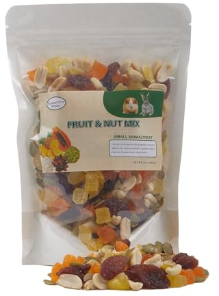 Pleasantly Warm Tropical Fruit & Nut Mix - 10oz Chinchilla Food, Suitable for Rabbits, Guinea Pigs, Sugar Gliders & Small Herbivores