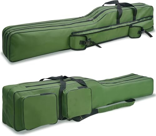 JOGFFDE Fishing Rod Case Portable Fishing Pole Bag 130cm Large Capacity Tackle Rod Reel Storage Bag Organizer Travel Carry Case Waterproof Oxford Gear Bag Gift for Men