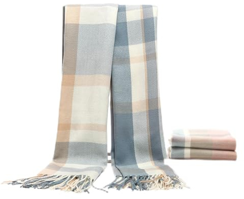 GIEEU Sciarpa invernale calda in cashmere da donna, motivo scozzese classico scozzese, scialle lungo in lana da donna, scialle avvolgente con nappa, versatile regalo per l'uso quotidiano e abiti per