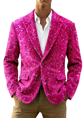 Carnaval Blazer Homme À Paillettes Brillant Motif Floral Revers Cran Veste De Costume Casual Slim Fit Mode Fashion Veste De Smoking Tenue Pailletée Fête Costumée