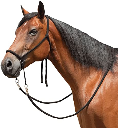 Mustang nailon Bitless Brida W/riendas - 8152 D, Negro