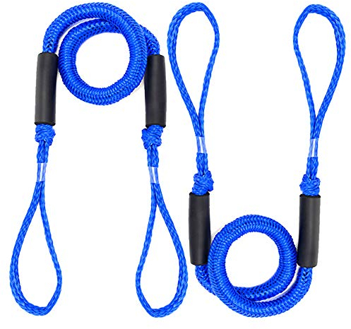 Arola Bungee Dock Line Ormeggio Corda per Barca Linea di Ancoraggio Bungee Accessori per Barche 2 Pezzi (Blu)