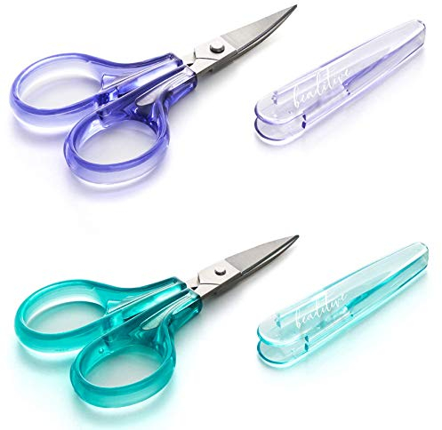 Beaditive detail handwerk scheren set (2 stk.) gebogen und gerade, sharp, compact | nähen, sticken, papier schneiden, crafting | edelstahl | schutzhülle (Grün)