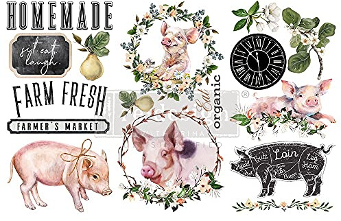 Redesign with Prima - Farm Fresh Small Transfers 6x12 3 Sheets Rub on Transfers for Furniture Vintage Rub on Transfers Stickers for Crafts Classic Spring Summer Autumn Decoration