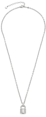 JEWELS BY LEONARDO Galera Halskette aus Edelstahl 1 Stück, kurze diamantierte Kette mit Zirkonia-besetztem Schloss-Anhänger silber, Damenschmuck, 022153