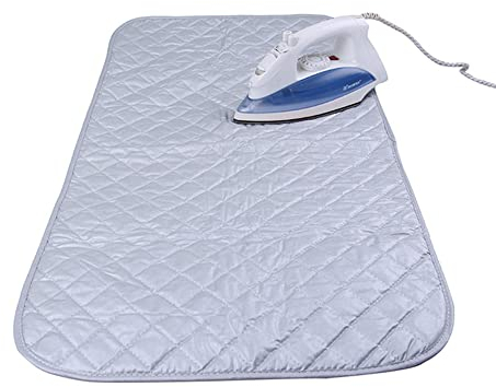 Portable Iron Anywhere Travel Ironing Mat/Pad Soft Thicken Sponge Folding Roll Up Table Top Surface Sheet Heat Resistant Ironing Cloth Blanket (55 x 120cm)
