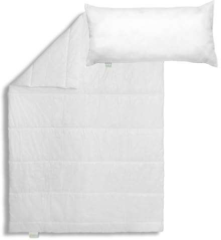 Bodyprotect Bettwaren Set, Ganzjahresdecke 155 x 220 cm + Kopfkissen 40 x 80 cm, Bettdecke Ecoline, medium Steppdecke, waschbar, Made in EU, Allergiker geeignet, weiß