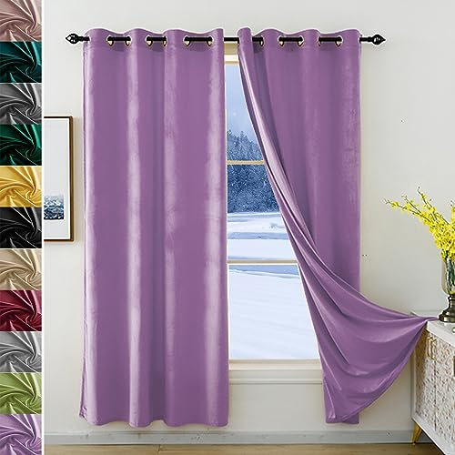 JRUI Verdunklungsvorhänge Viele HöHen & Breiten Zur Auswahl, Samt Vorhang Blickdicht 1er Set, Thermovorhang, Gardinen Mit öSen Wohnzimmer Schallschutz, Blackout Curtain Dunkelgrün 90x100cm(HxB)