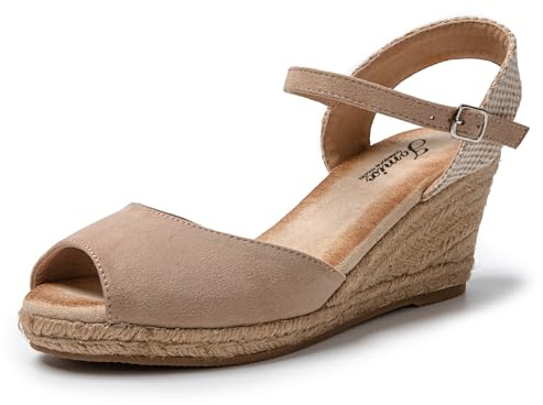 JOMIX Sandales Espadrilles Compensées Femme d'été Élégantes Réglable avec Boucle