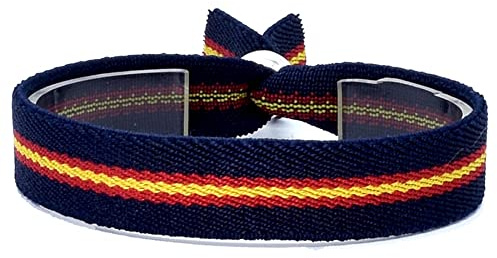 BDM armband för män och kvinnor med Spaniens flagga av marinblått, militärgrönt eller rött tyg. Elastisk Välj mellan 10 och 15 mm storlek