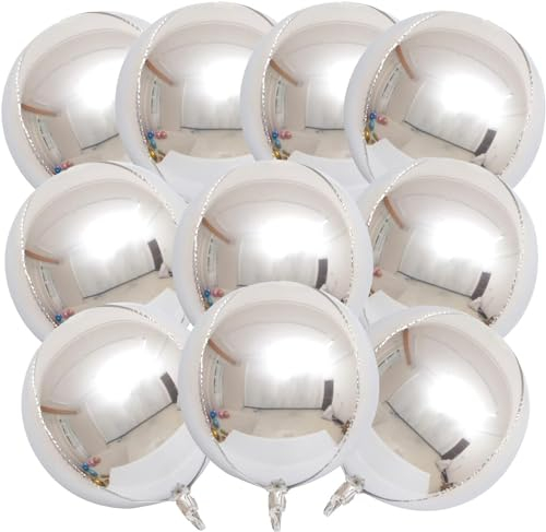 10 Pièces Ballon Argenté Métallique 22Pouce Ballons Anniversaire Argente Ballons Géant Aluminium Convient Décoration Anniversaires, Fête de thème, Mariages