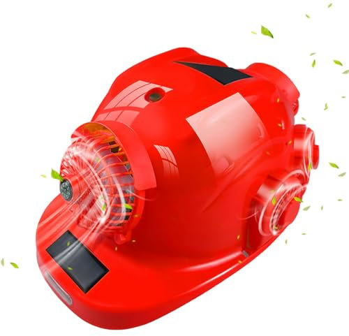 GL SUIT Casco de construcción Inteligente con 8 Ventiladores y 2 Paneles solares, Casco de Seguridad con música Bluetooth, Casco de Carga USB para construcción y mejoras del hogar,Rojo,22000mA