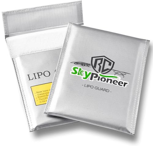 SkyPioneer 2 Pack Lipo Safe Bags, Fire Retardant Lipo Battery Bag, 6.9''x9'' Silver, Fireproof Explosion-proof Sack for Charging and Storage