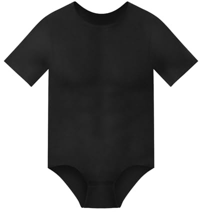 SLIMBELLE ABDL Body Hombres Manga Corta Mameluco Pijamas Bodysuit Hombres Body Manga Corta Camiseta One Piece Mameluco, Negro , XXXL