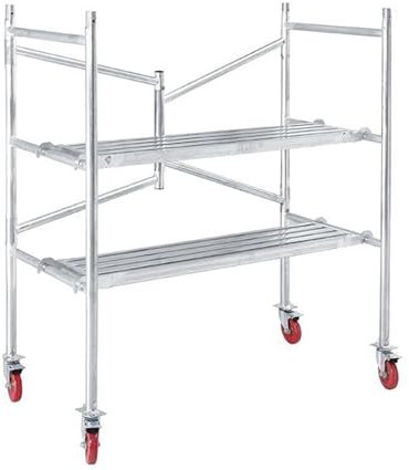 Ponteggio Pieghevole a Torre con Ruote bloccabili, Piattaforma di ponteggio Mobile in Acciaio Portatile, carico di 500 libbre - Soluzione di Accesso Comoda e Versatile