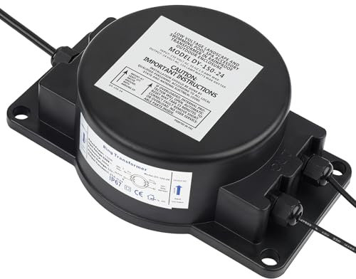 KWODE 150W Transformador de iluminación de piscinas 24V AC, Transformador de baja tensión IP67 Transformador de anillo para iluminación de piscinas, iluminación de paisajes y fuentes