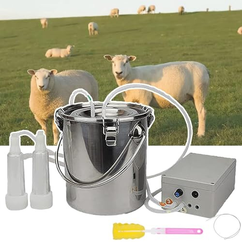 Elektrisk MjöLkningsmaskin (3L/5L/10L), Pulserande VakuumpumpsmjöLkare, Automatiskt Stopp NäR MjöLken äR Full, BekväM MjöLkning, Med 2 MjöLkkoppar, FöR Kor, Getter,Sheep-10L