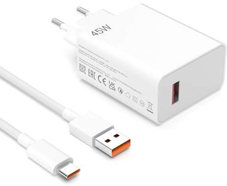 45 W USB C-laddare, snabbladdare för Redmi 17 med 1 m laddningskabel | För Redmi Note 15pro 15 14pro 14 13 12 11 Pro Xiaomi Poco X7 M7 Pro Poco M8 M7 M6 15C 14C 13C