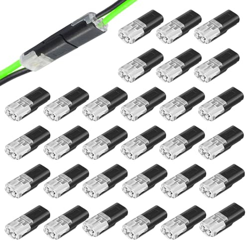 30 PCS Conectores Eléctricos Rápidos, Bornas De Conexión Eléctrica, Empalmes Cables Eléctricos, Conector De Cable De 2 Pines, Conector De Alambre De Baja Tensión Para 18-22AWG Cable