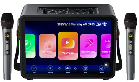 Karaoke Machine for Adults，Built-in 14.0 Touch Screen,with Lyrics Display, Karaoke System with 400W Speaker,Portable PA System with 2 Wireless Microphones for Home Outdoor Party (1688S)