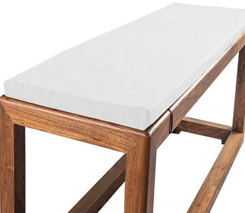 Cuscini Imbottiti per Panche da Esterno/Interno – Lino e Cotone Antiscivolo con Fibbia – 120x40 100x40 80x40 – Cuscino per Panchina per Giardino, Sagre, Birrerie e Cucina(Bianco,120x40cm/47x16in)