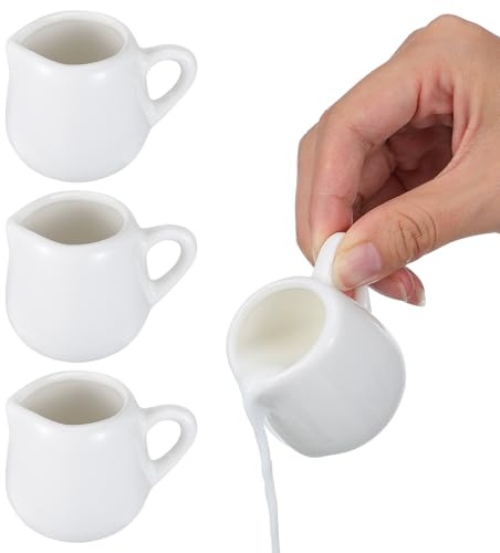 Angoily Jarras De Cerámica Para Leche y Salsas, Mini Tazas De 50 Ml Asa, Set De 4 Para Hoteles y Hogares