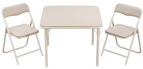 Garvee Set Tavolo e Sedie Pieghevoli per Bambini - 3 Pezzi: Tavolo e 2 Sedie con Imbottitura in PU - Ideale per Cameretta Asilo e Casa