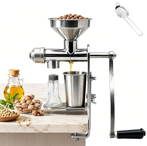 Pressa per olio, strumento manuale per l'estrazione dell'olio con filtro e clip da tavolo, pressa a caldo e freddo in acciaio inox, per semi di arachidi, girasole e noci