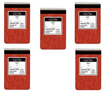 Gold Fibre Retro Wirebound Writing Pads, Medium/College Rule, Red Cover, 80 White 5 x 8 Sheets