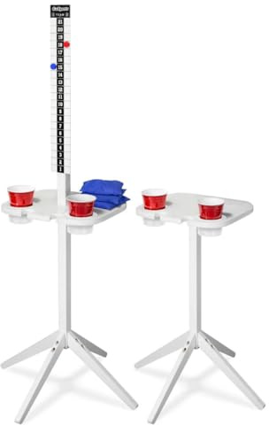 GoSports ScoreCaddy Set of 2 Outdoor Scoreboard Tables with Drink Holders - Perfect Score Tracker Accessory for Backyard Cornhole and Yard Games