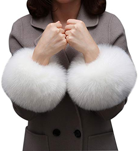 Asudaro Frauen Mädchen Herbst Winter Fell Pelz Armstulpen Stulpen Manschetten Fellstulpen Handschuhe Armband Pulswärmer Kunstfell Handschuhe Ärmel Manschette Bekleidungszubehör