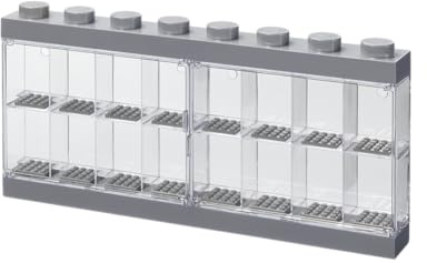 Room Copenhagen Caja expositora para 16 Minifiguras de Lego, Contenedor apilable para Pared o Escritorio, Gris, Grande