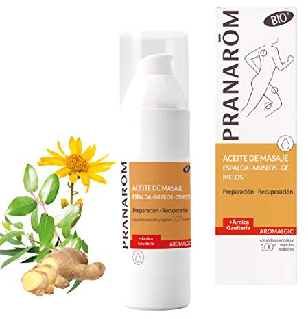 PRANAROM - Aromalgic - Aceite de Masaje - Espalda, Muslos, Gemelos - Árnica y Gaulteria - Preparación, Recuperación, Articulaciones y Músculos - 100ml